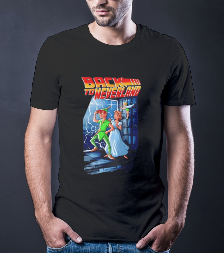 Back To Neverland Peter Pan Wendy Tinkerbell Mashup Back To The Future T-Shirt