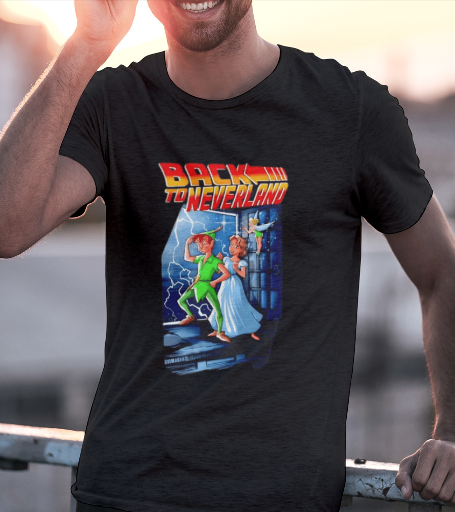 Back To Neverland Peter Pan Wendy Tinkerbell Mashup Back To The Future T-Shirt