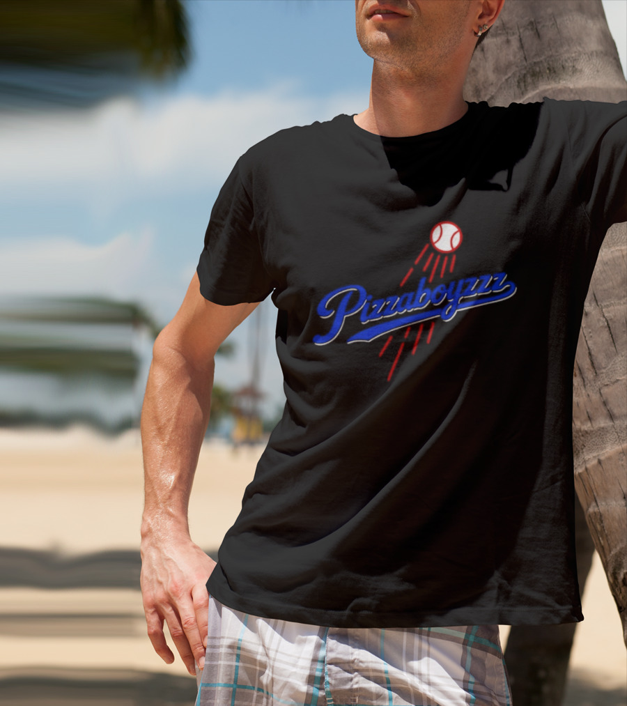 Pizzaboyzzz Los Angeles Dodgers MLB Baseball 2026 Baseball Projectile Motif T-Shirt