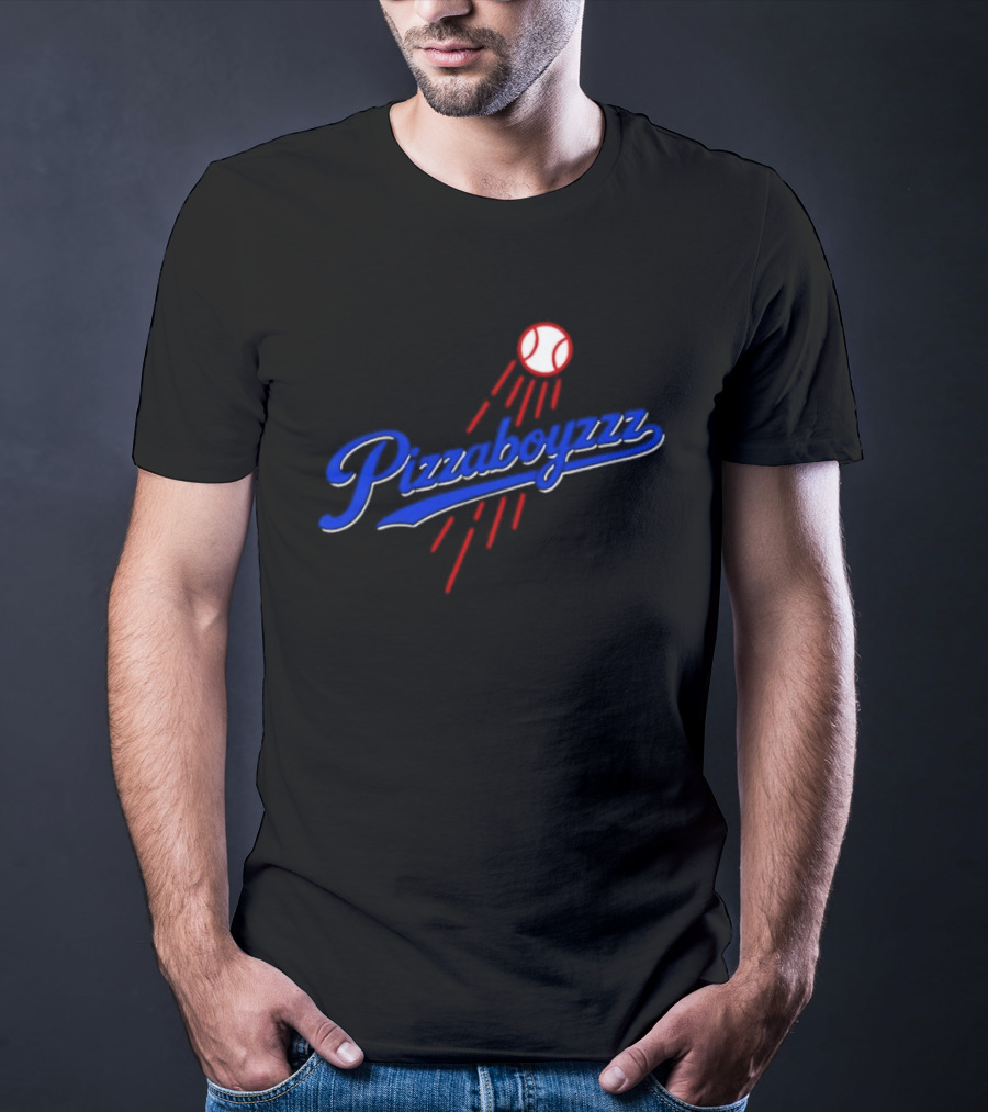 Pizzaboyzzz Los Angeles Dodgers MLB Baseball 2026 Baseball Projectile Motif T-Shirt