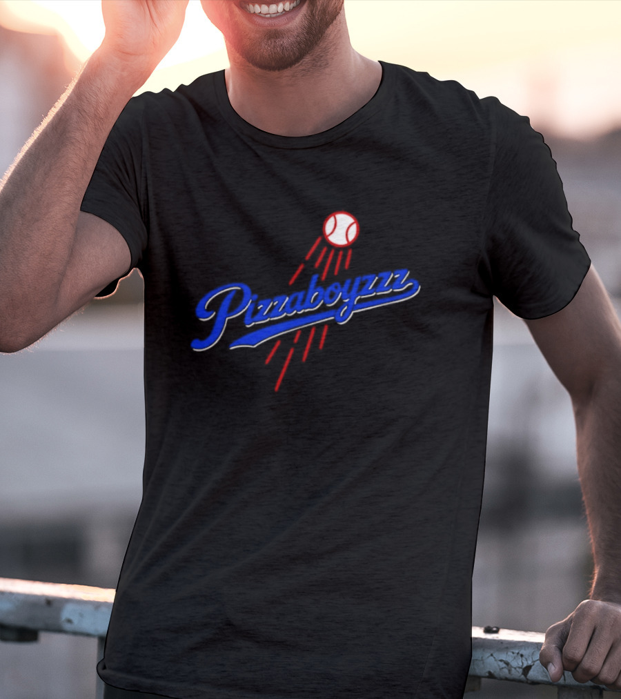 Pizzaboyzzz Los Angeles Dodgers MLB Baseball 2026 Baseball Projectile Motif T-Shirt