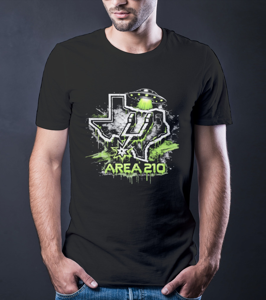San Antonio Area 210 Spurs Fiesta UFO Texas Map T-Shirt
