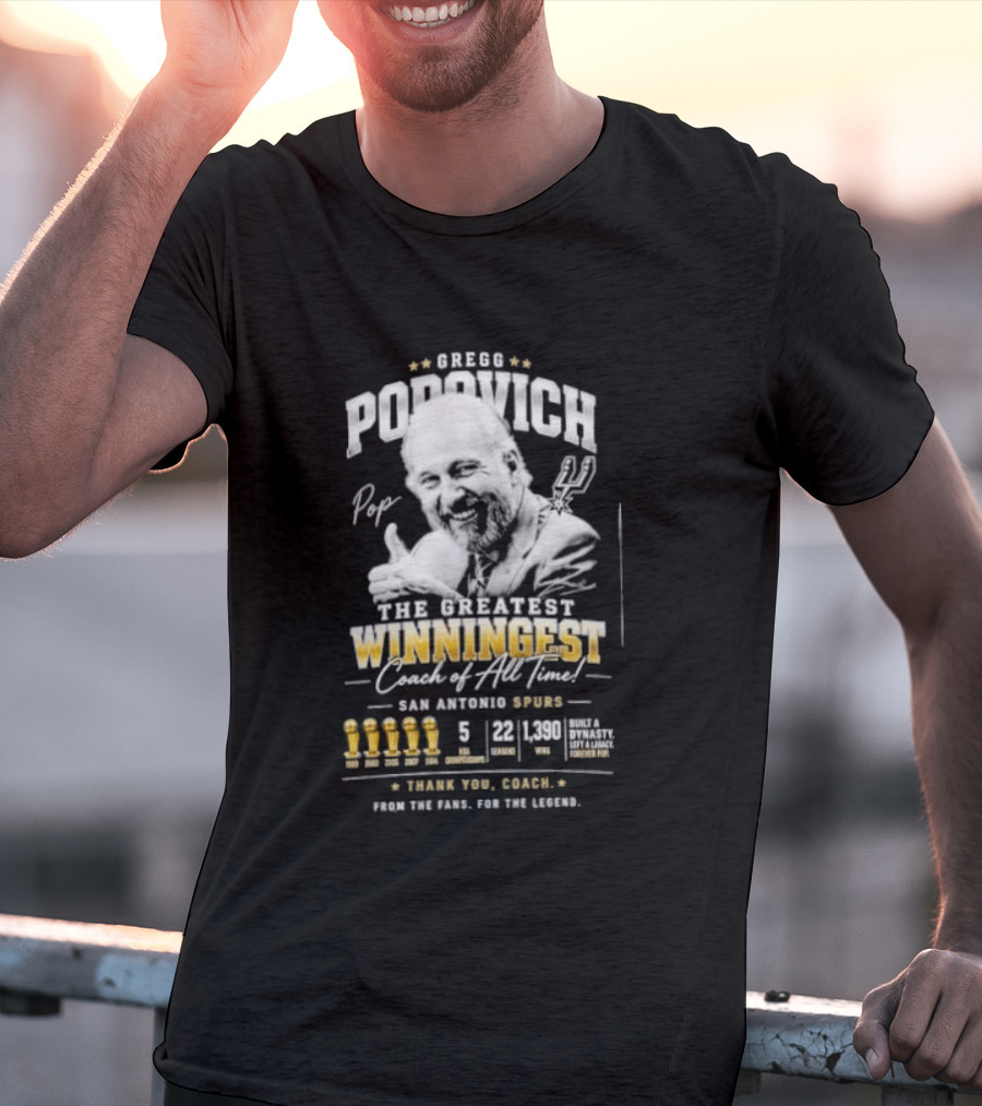 Gregg Popovich San Antonio Spurs Championship Coach Winningest Thank You Coach T-Shirt
