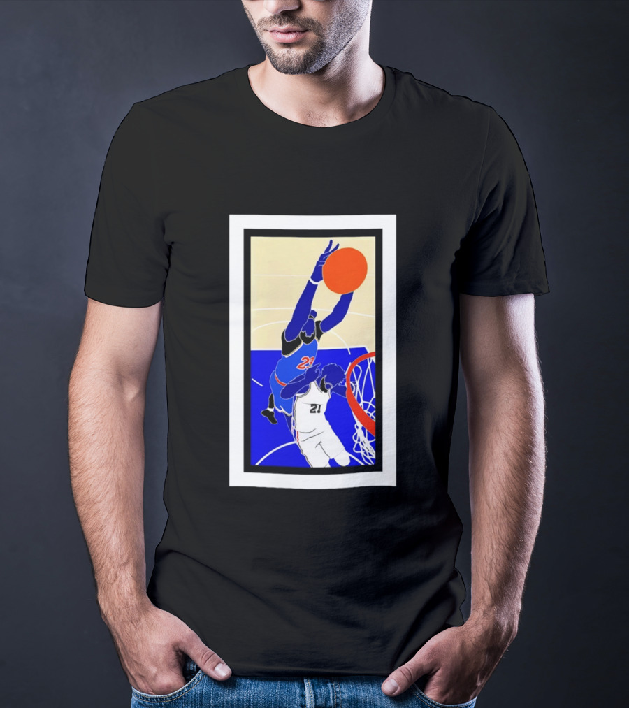 Mitchell Robinson Slam Dunk Over Joel Embiid New York Knicks T-Shirt