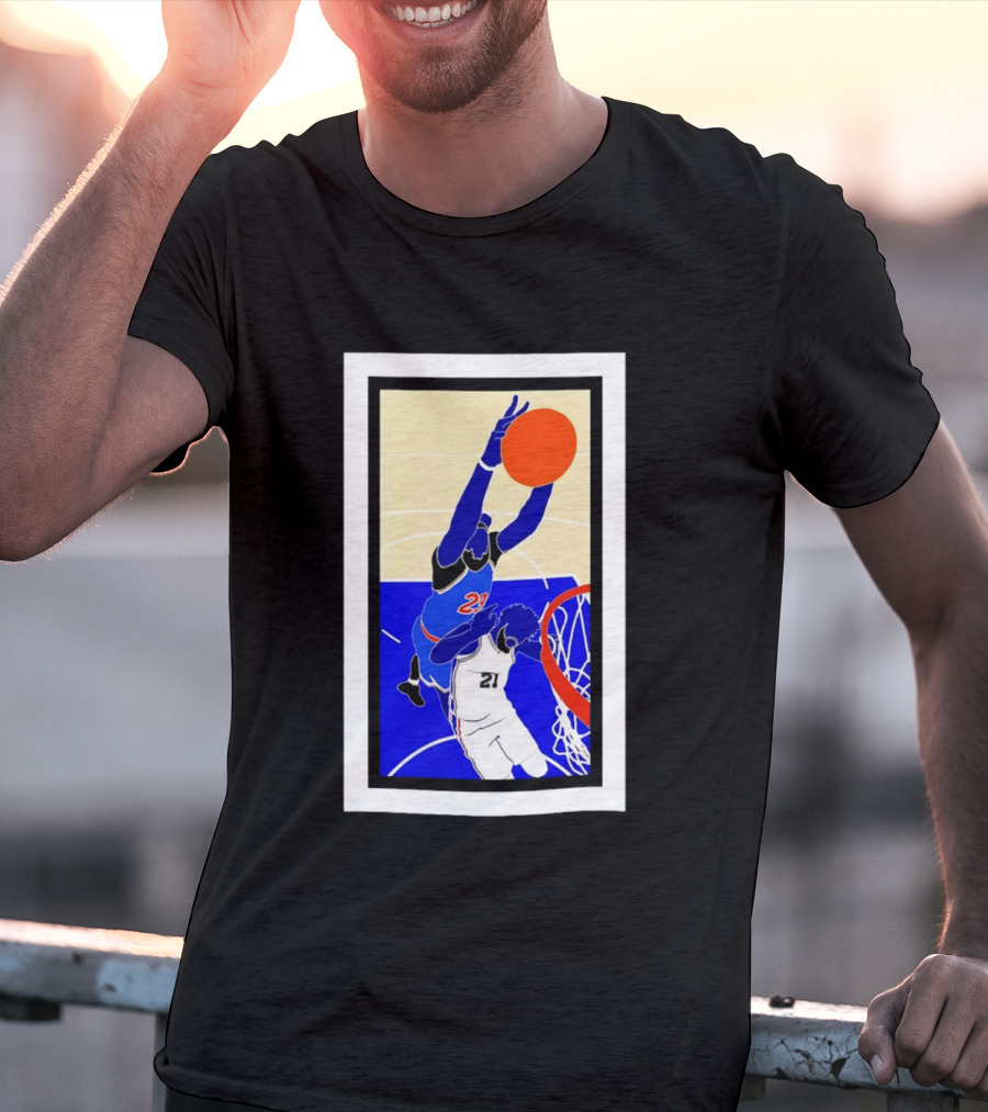 Mitchell Robinson Slam Dunk Over Joel Embiid New York Knicks T-Shirt