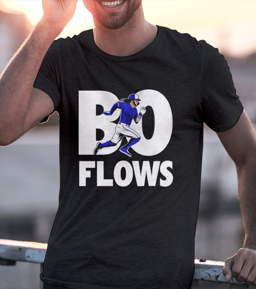 Bo Flows Running Baseball Player In Blue Uniform T-Shirt
