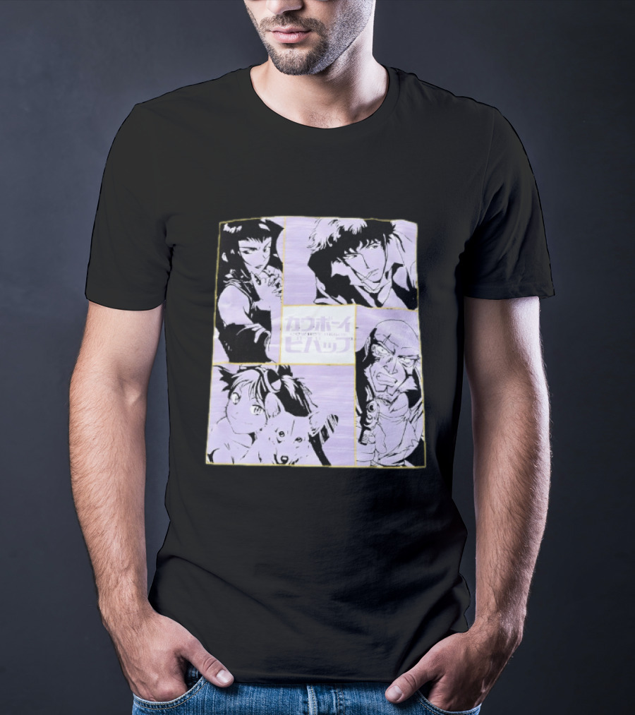 Cowboy Bebop Anime Characters Collage Faye Spike Ein Jet T-Shirt