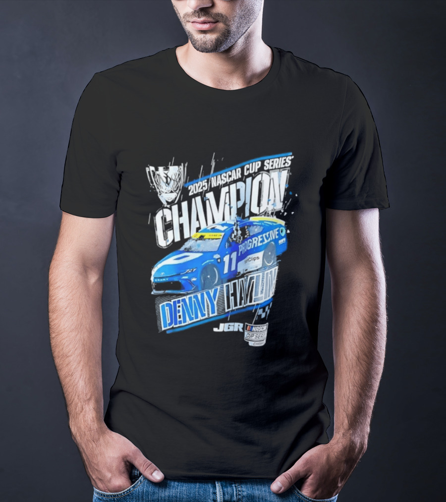 Denny Hamlin 2025 NASCAR Cup Series Champion Progressive Car 11 Joe Gibbs Racing T-Shirt