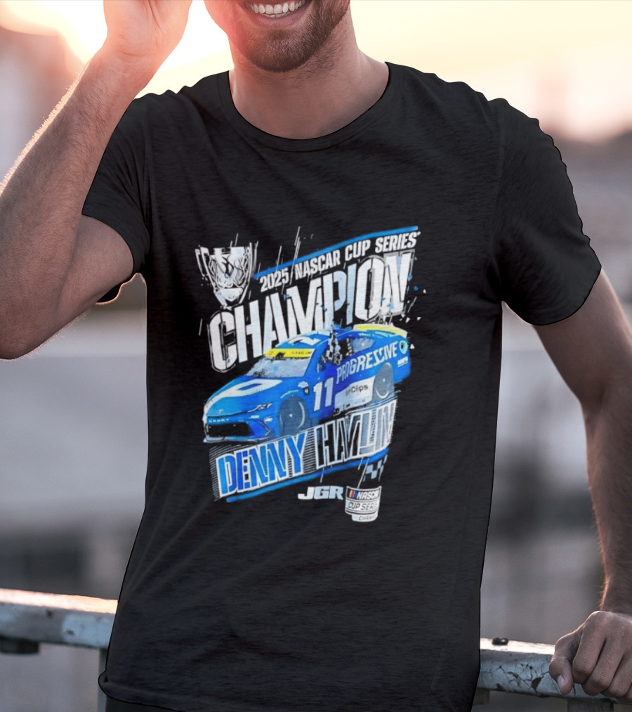 Denny Hamlin 2025 NASCAR Cup Series Champion Progressive Car 11 Joe Gibbs Racing T-Shirt