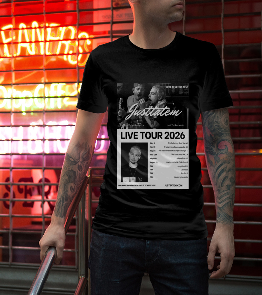 Live Tour 2026 Justtatem Come Together Justin Barona Tour Dates T-Shirt