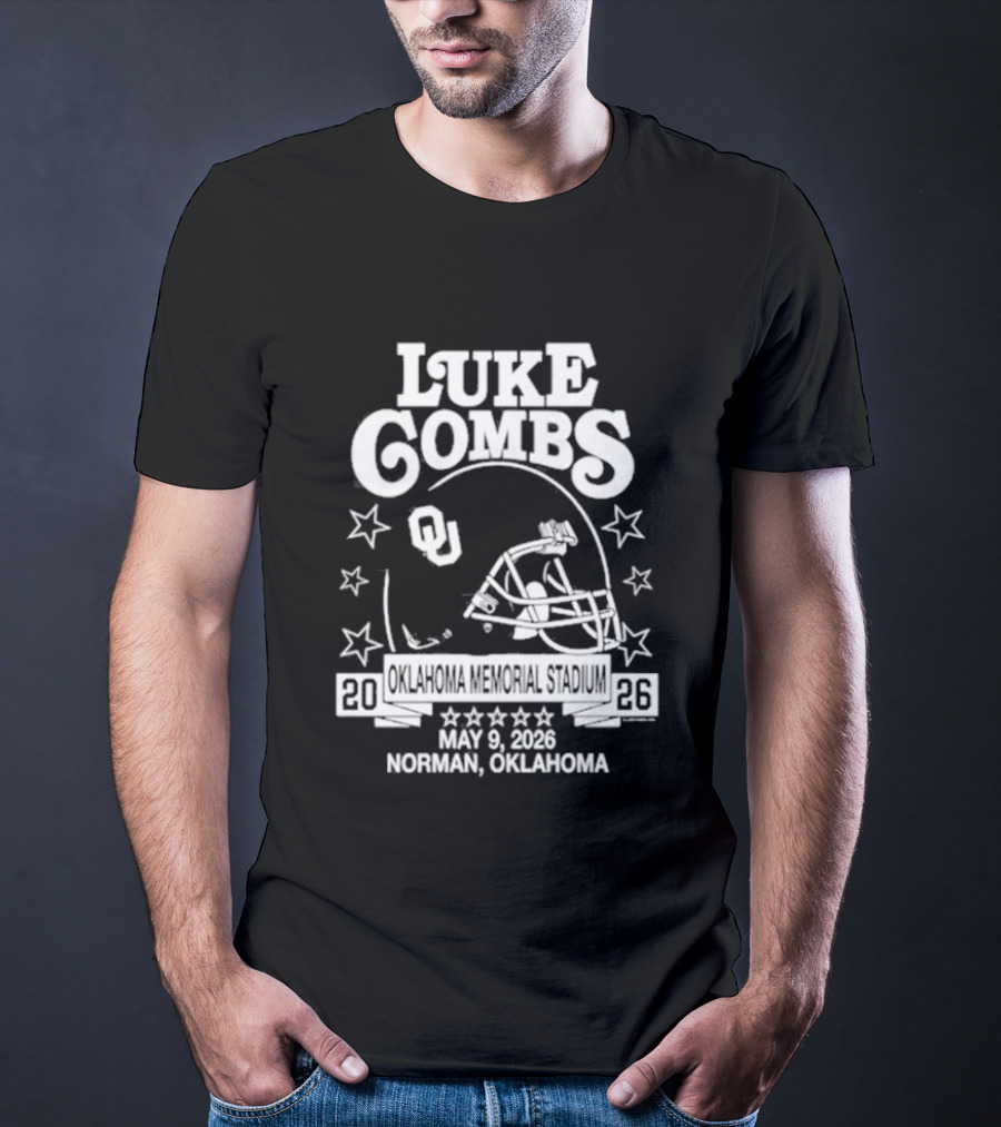 Luke Combs May 9 2026 Norman Oklahoma Football Helmet Stars Concert Event T-Shirt