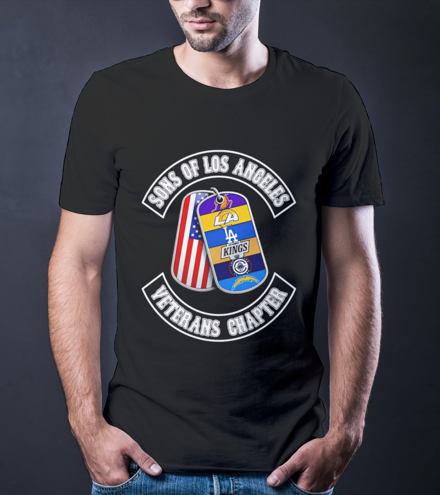 Sons Of Los Angeles Veterans Chapter LA Sports Dog Tags American Flag T-Shirt
