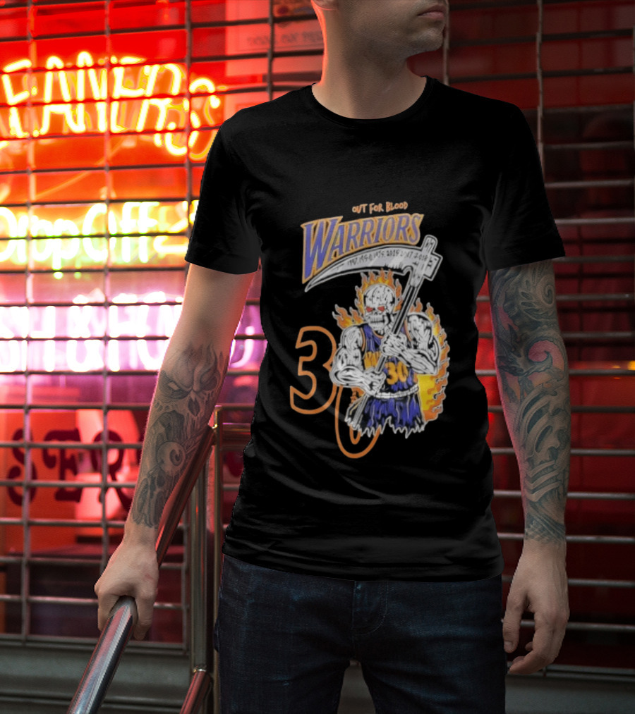 Stephen Curry 30 Golden State Warriors Out For Blood Warren Lotas Iconic Skull T-Shirt