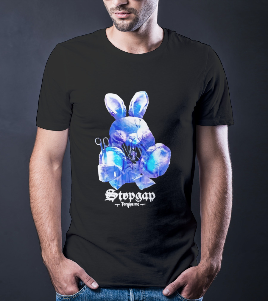 Stopgap Forgive Me Blue Bunny Plush With Scissors T-Shirt