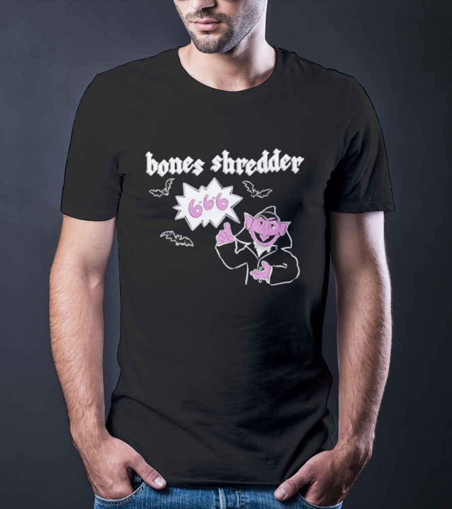 Bones Shredder Vampire Count 666 Halloween Bats T-Shirt