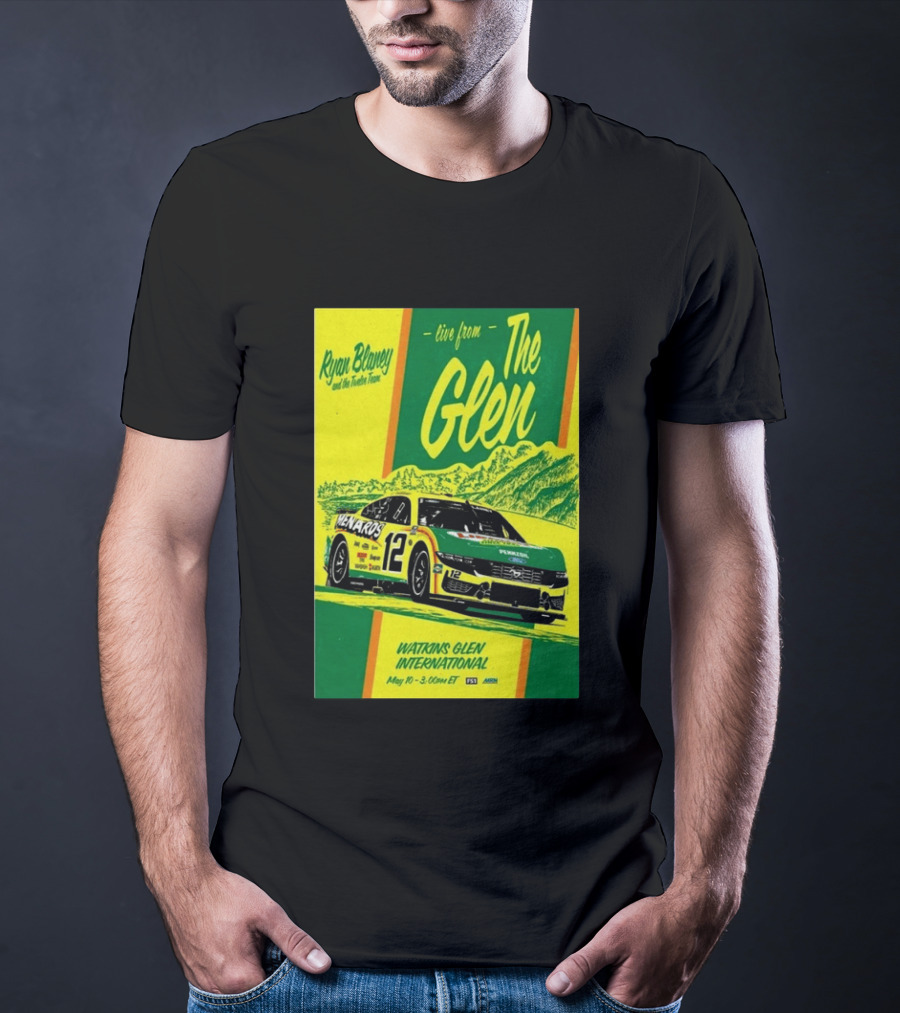 Ryan Blaney Live From The Glen Watkins Glen International May 10 3:00pm ET NASCAR Race Team Menards Pennzoil Car 12 T-Shirt
