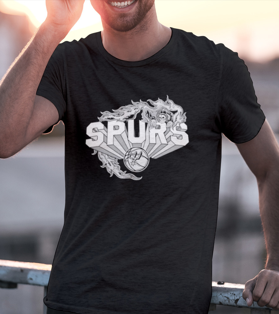 San Antonio Spurs Warren Lotas Flames 2026 Basketball Collaboration T-Shirt