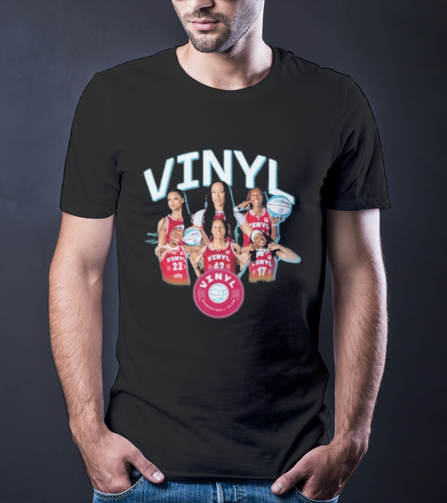 Vinyl Basketball Club Player Team Spirit With Basketball Stars T-Shirt
