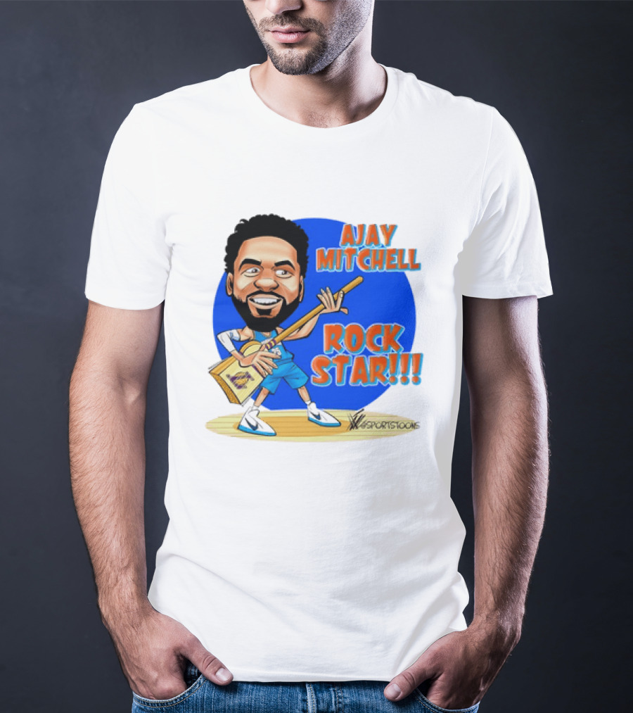 Ajay Mitchell Oklahoma City Thunder Rock Star Basketball Caricature T-Shirt