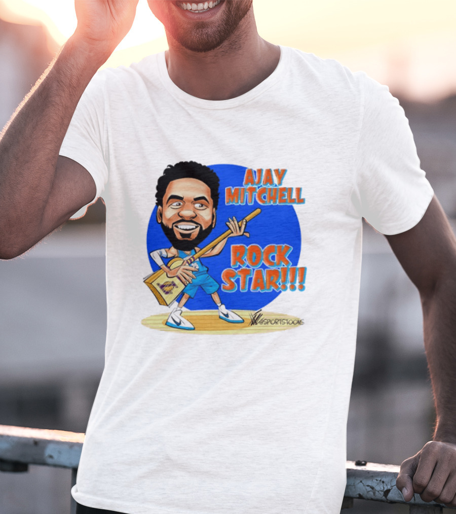 Ajay Mitchell Oklahoma City Thunder Rock Star Basketball Caricature T-Shirt