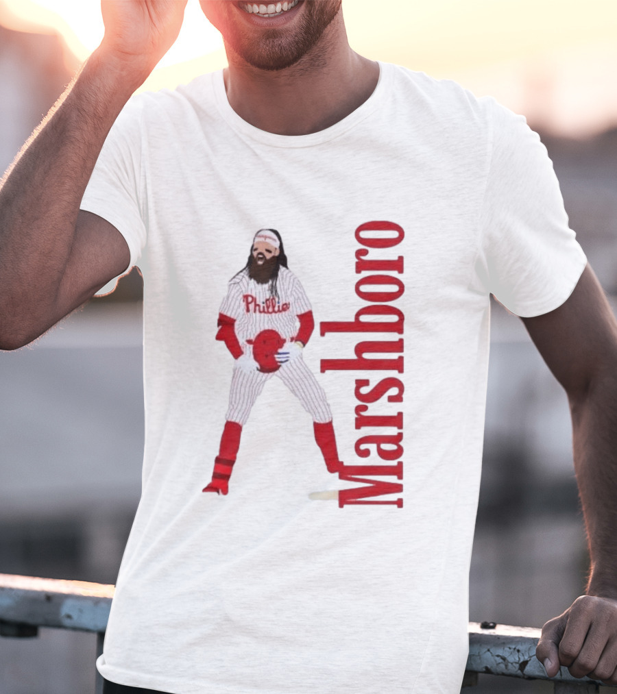 Brandon Marshboro Phillies Player Uniform Red Vertical T-Shirt