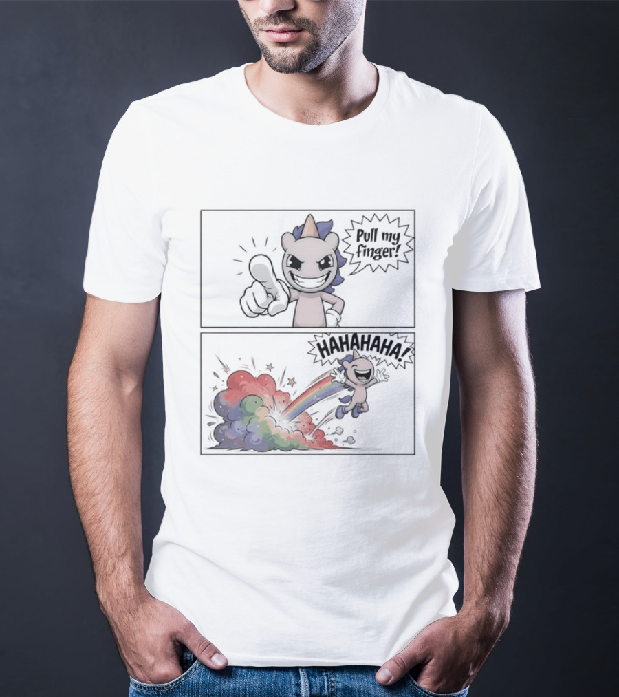 Dusty Unicorn Pull My Finger Rainbow Fart Dust T-Shirt