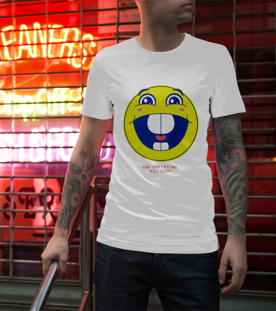 Erik Jones Racing Race Happy Yellow Smiley Face T-Shirt