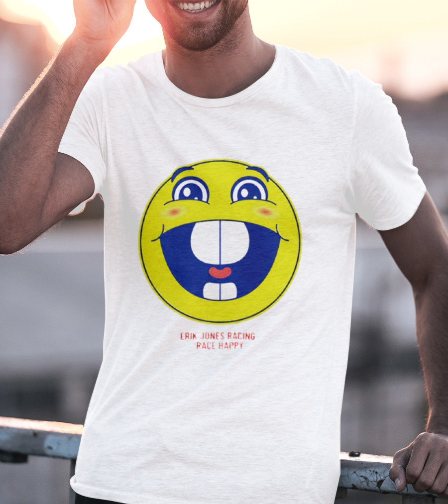 Erik Jones Racing Race Happy Yellow Smiley Face T-Shirt