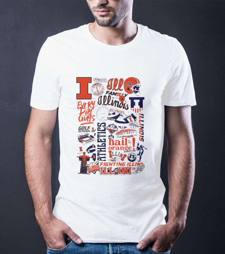 Illinois Fighting Illini Athletics Symbols Illini Orange Blue Football Basketball Golf Illini Till I Die T-Shirt