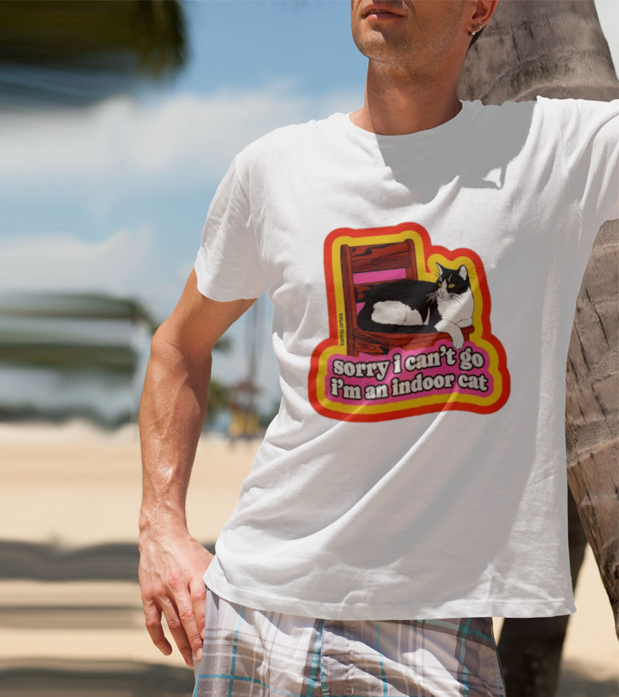 Indoor Cat Humor Sorry I Can't Go Vintage Feline Vibes T-Shirt