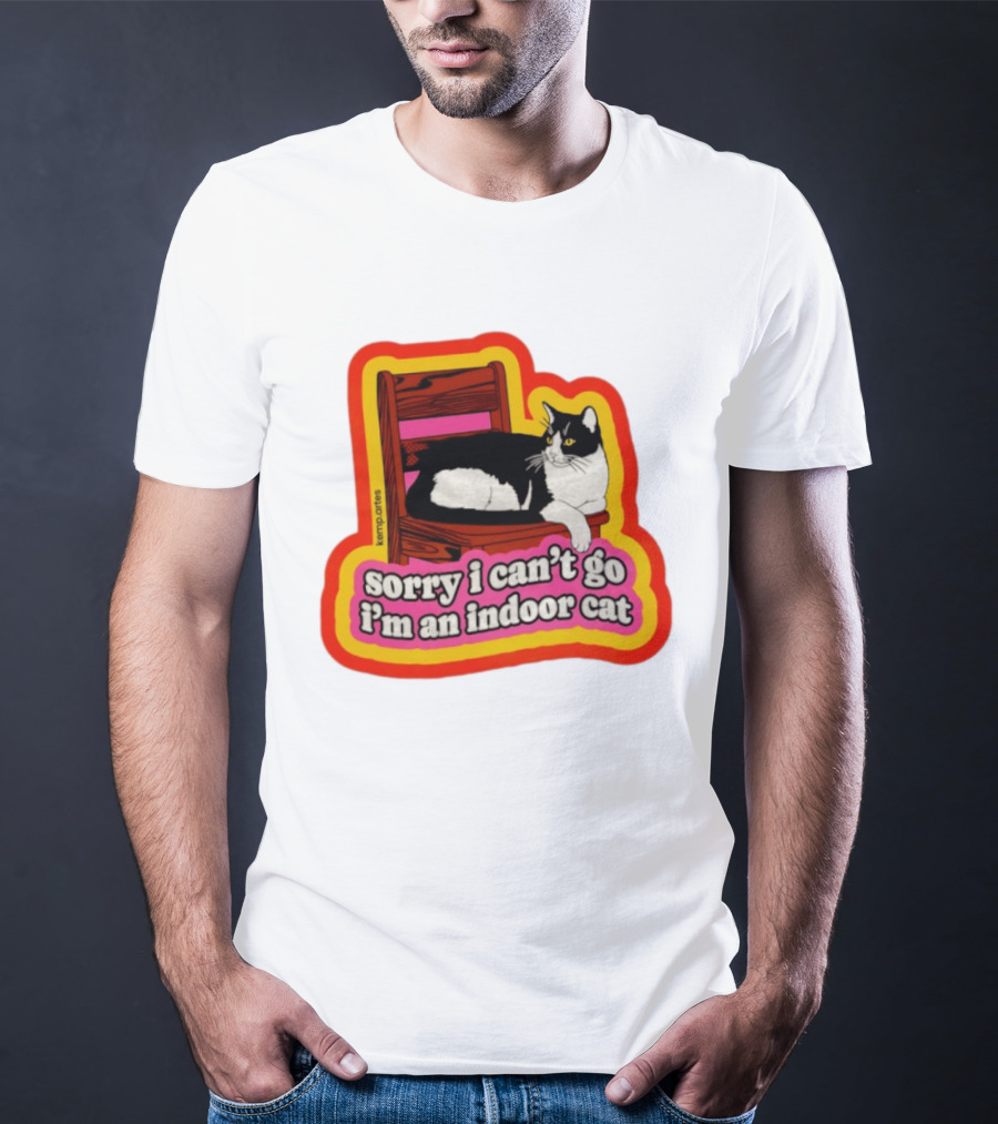 Indoor Cat Humor Sorry I Can't Go Vintage Feline Vibes T-Shirt