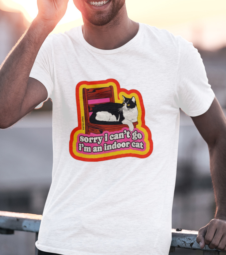 Indoor Cat Humor Sorry I Can't Go Vintage Feline Vibes T-Shirt