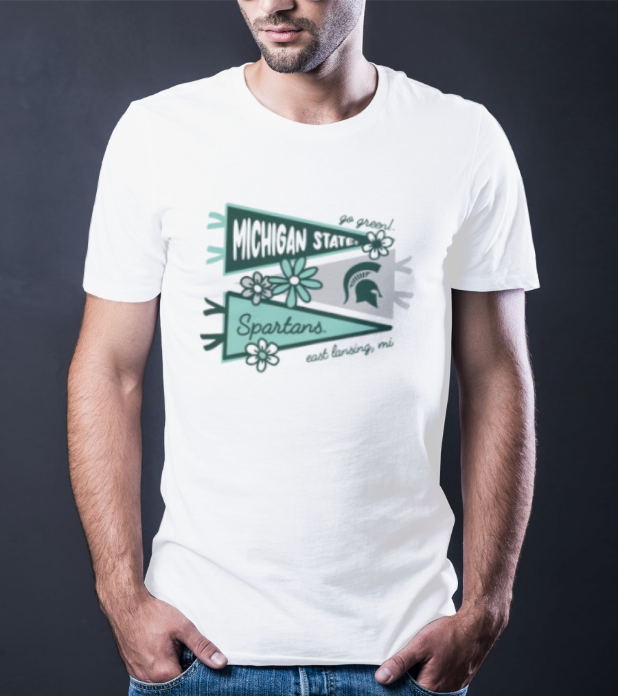 Michigan State Spartans Pennant East Lansing MI Flowers T-Shirt