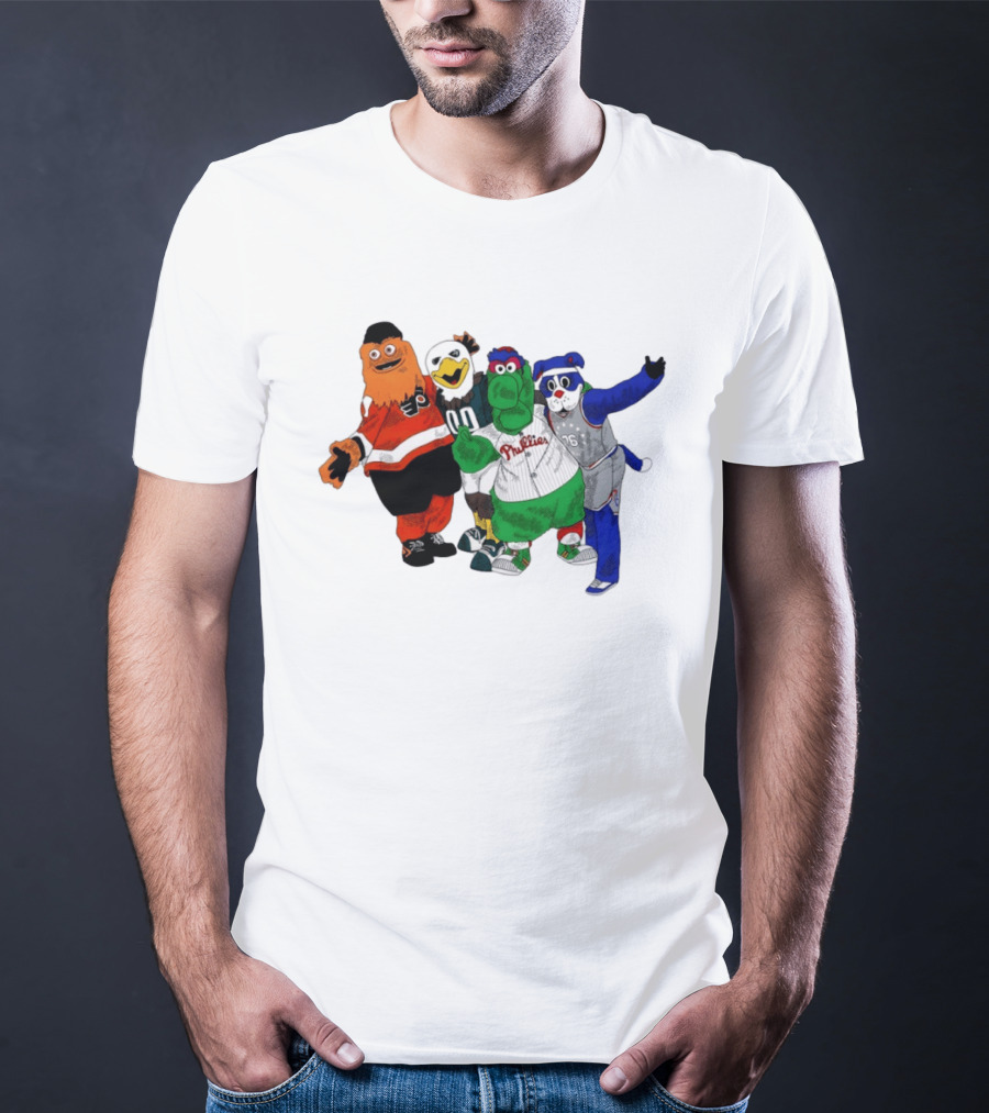 Philly Mascots Gritty Swoop Phanatic Franklin 2026 Sports Characters T-Shirt