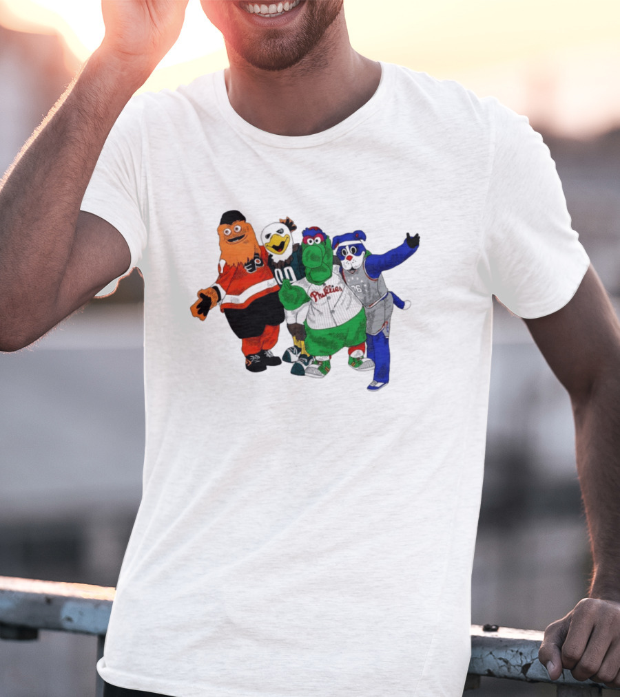 Philly Mascots Gritty Swoop Phanatic Franklin 2026 Sports Characters T-Shirt