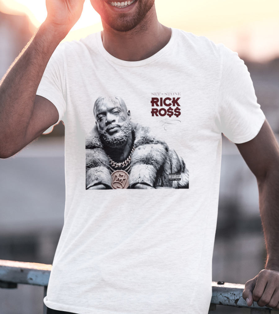 Rick Ross Set In Stone Album Cover Maybach Music Group Parental Advisory T-Shirt