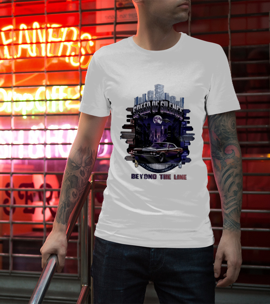Speed Of Silence Cityscape Classic Car Moonlight Beyond The Line T-Shirt