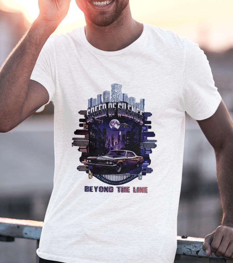 Speed Of Silence Cityscape Classic Car Moonlight Beyond The Line T-Shirt