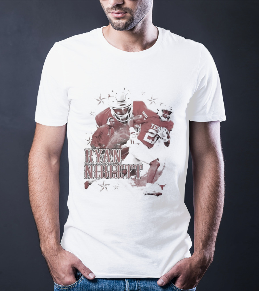 Texas Longhorns NCAA Football Ryan Niblett Collage Stars And Athlete Number T-Shirt