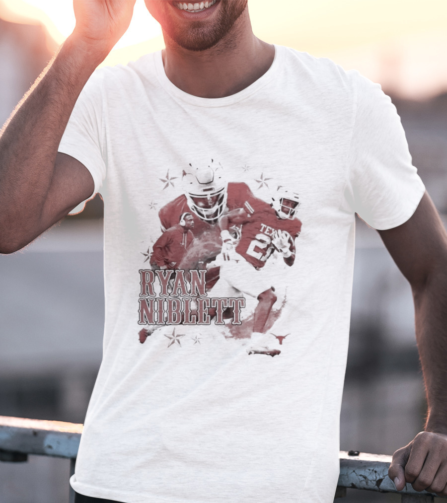 Texas Longhorns NCAA Football Ryan Niblett Collage Stars And Athlete Number T-Shirt