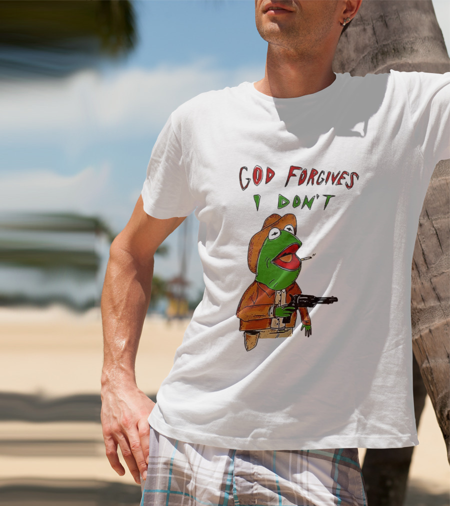 Yeehaw Kermit God Forgives I Don't Cowboy Humor T-Shirt