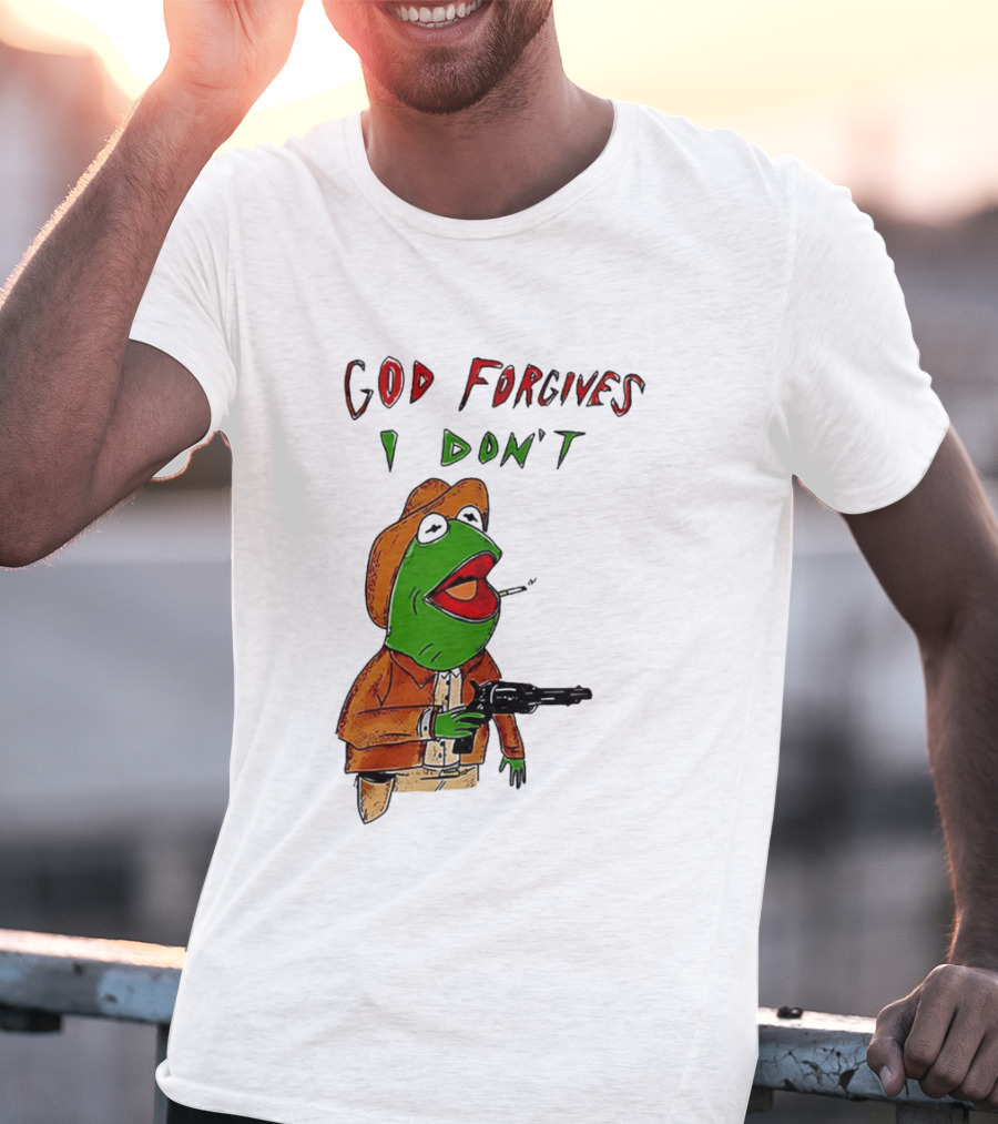 Yeehaw Kermit God Forgives I Don't Cowboy Humor T-Shirt