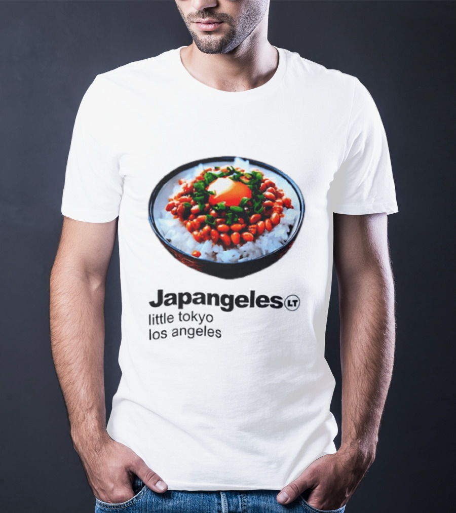 Japangeles Little Tokyo Los Angeles Natto Gohan Bowl With Egg And Scallions T-Shirt