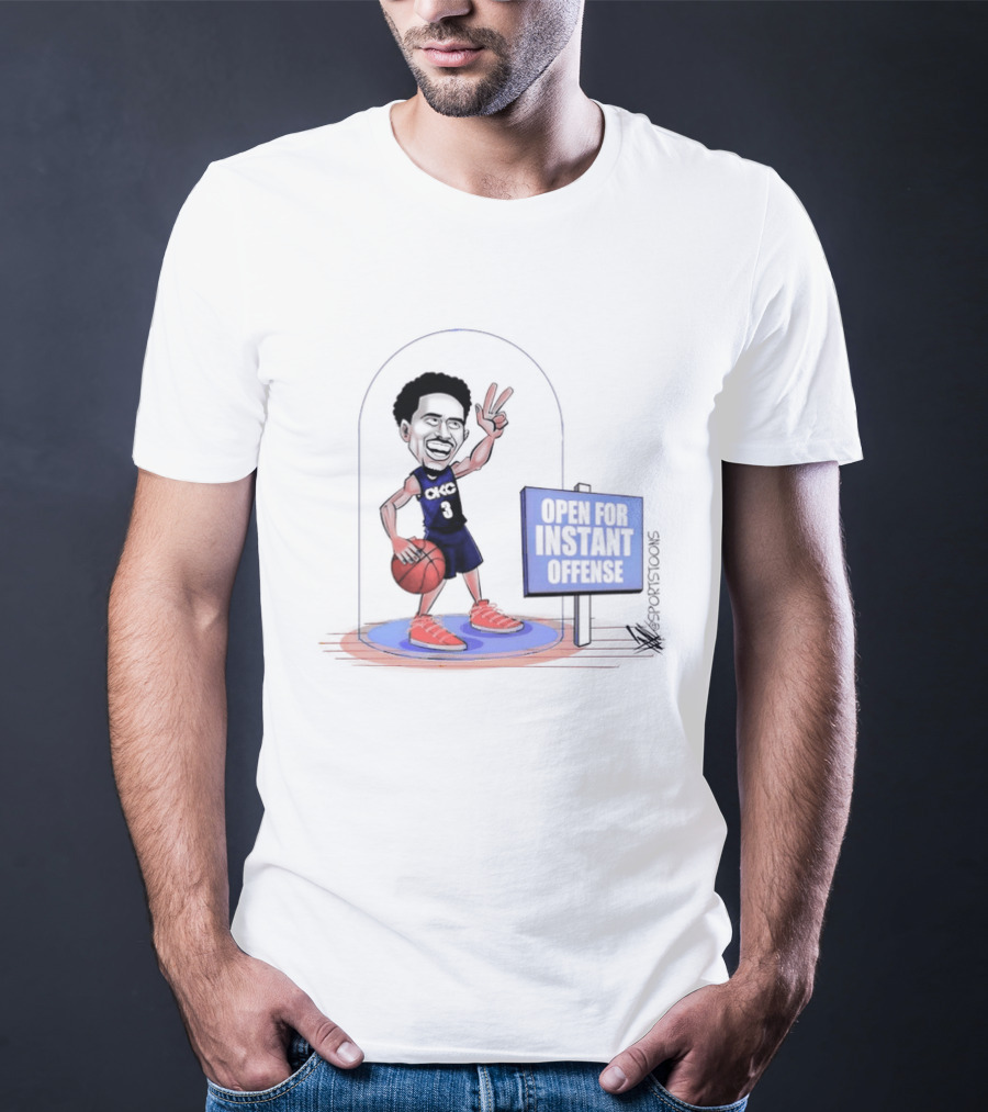 Jared McCain Number 3 Peace Sign Basketball Open For Instant Offense T-Shirt