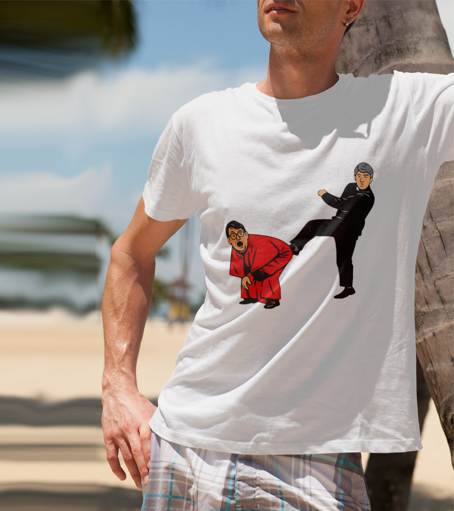 Kicking Random Man Up The Arse Funny Comic Scene T-Shirt