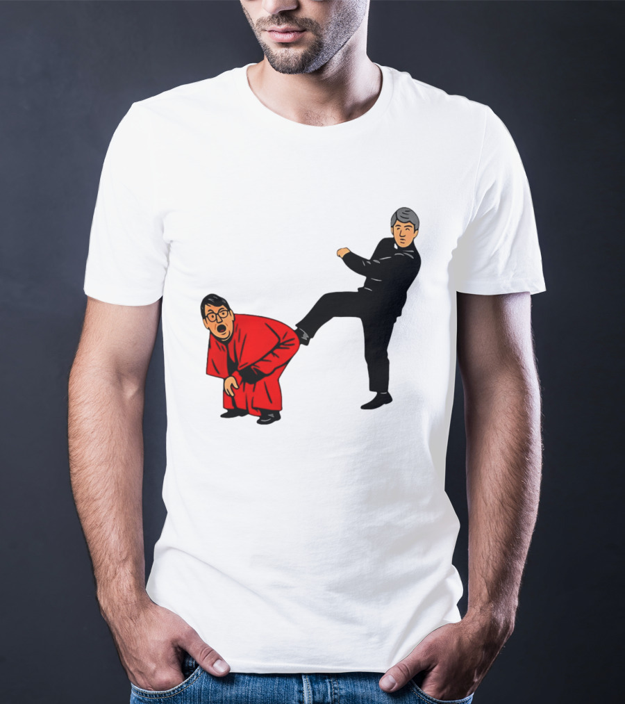 Kicking Random Man Up The Arse Funny Comic Scene T-Shirt