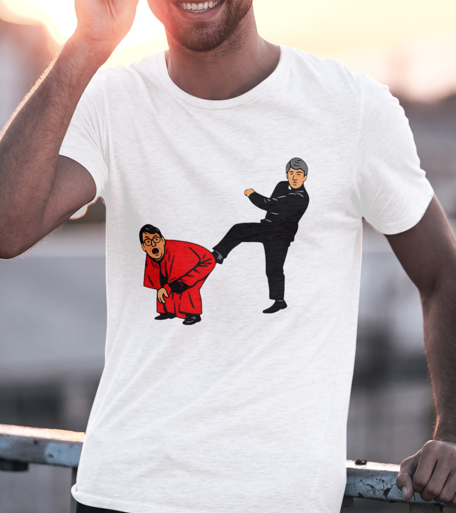 Kicking Random Man Up The Arse Funny Comic Scene T-Shirt