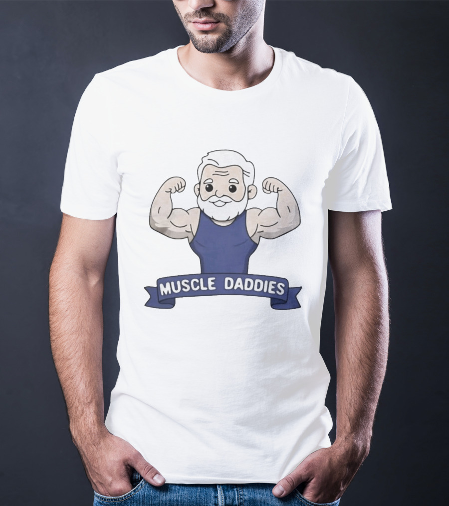Muscle Daddies Muscular Cartoon Old Man Flexing T-Shirt