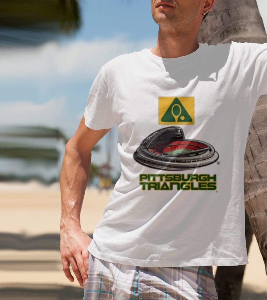 Pittsburgh Triangles Tennis Stadium With Tennis Racket T-Shirt