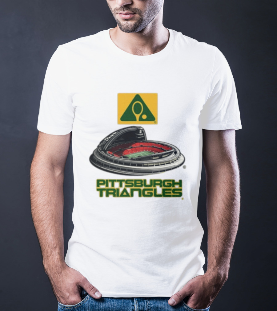 Pittsburgh Triangles Tennis Stadium With Tennis Racket T-Shirt